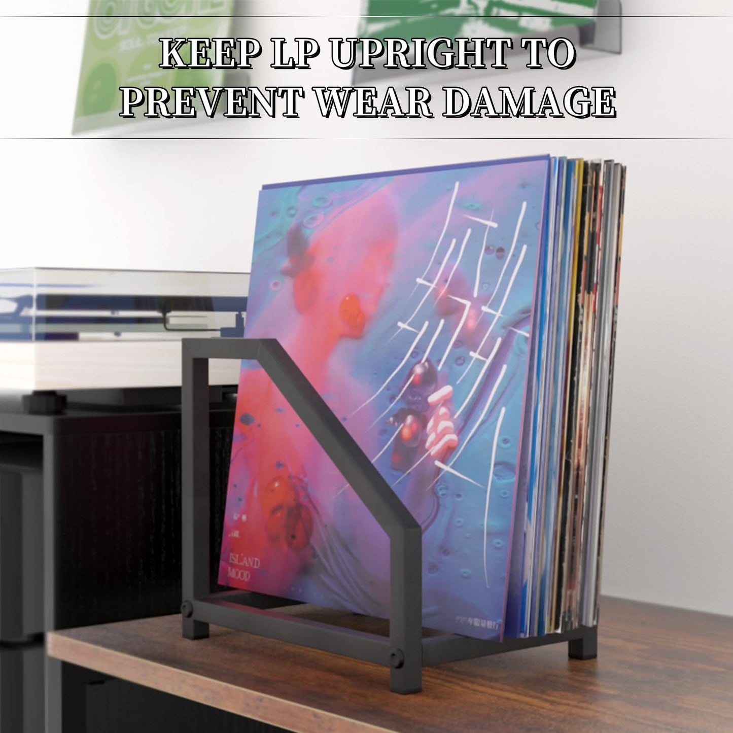 Vinyl Record Holder Display Stand Black Metal Tabletop Record Holder Vinyl Stand Storage Rack For Multiple Albums