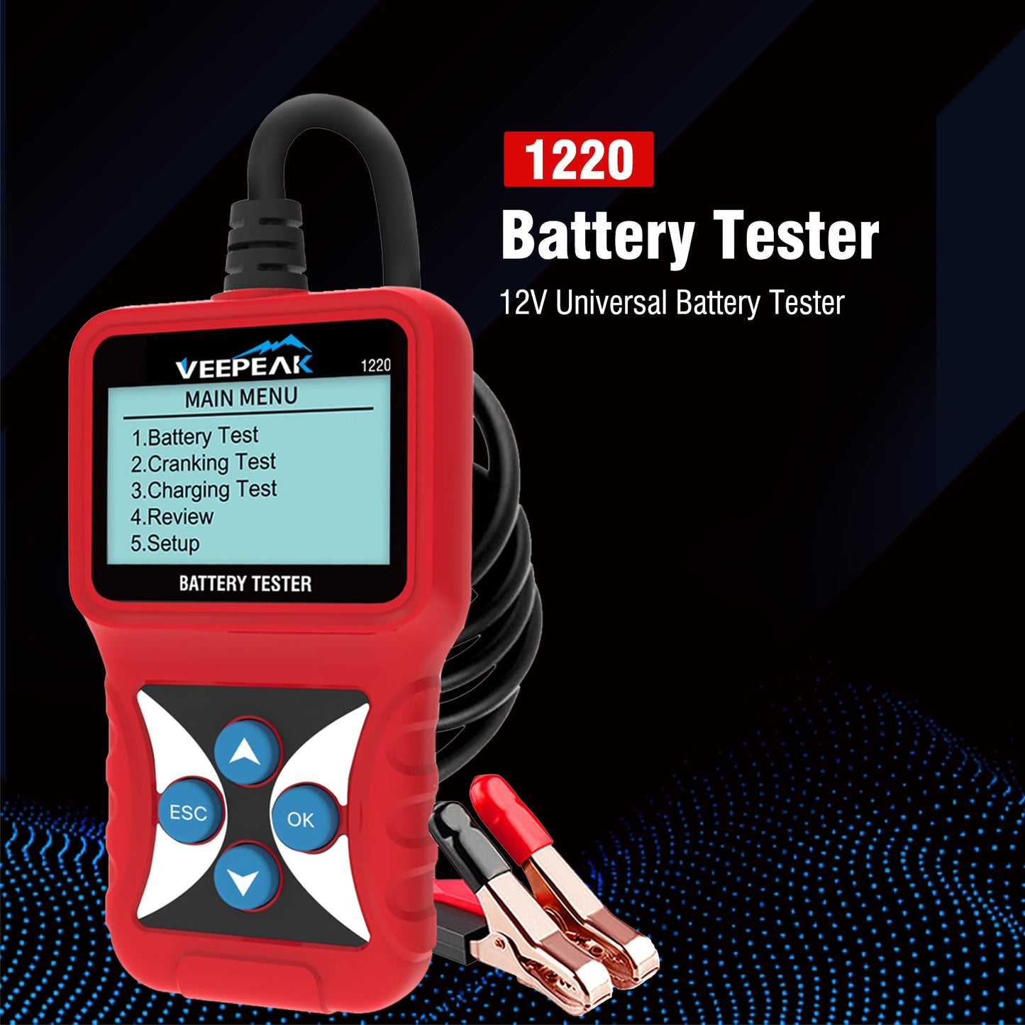 Veepeak 12V Car Battery Tester, Automotive 100-2000 CCA Digital Battery Load Tester Alternator Analyzer Vehicle Charging & Cranking System Testing Tool for Cars, Motorcycles, Boats, ATVs, RVs