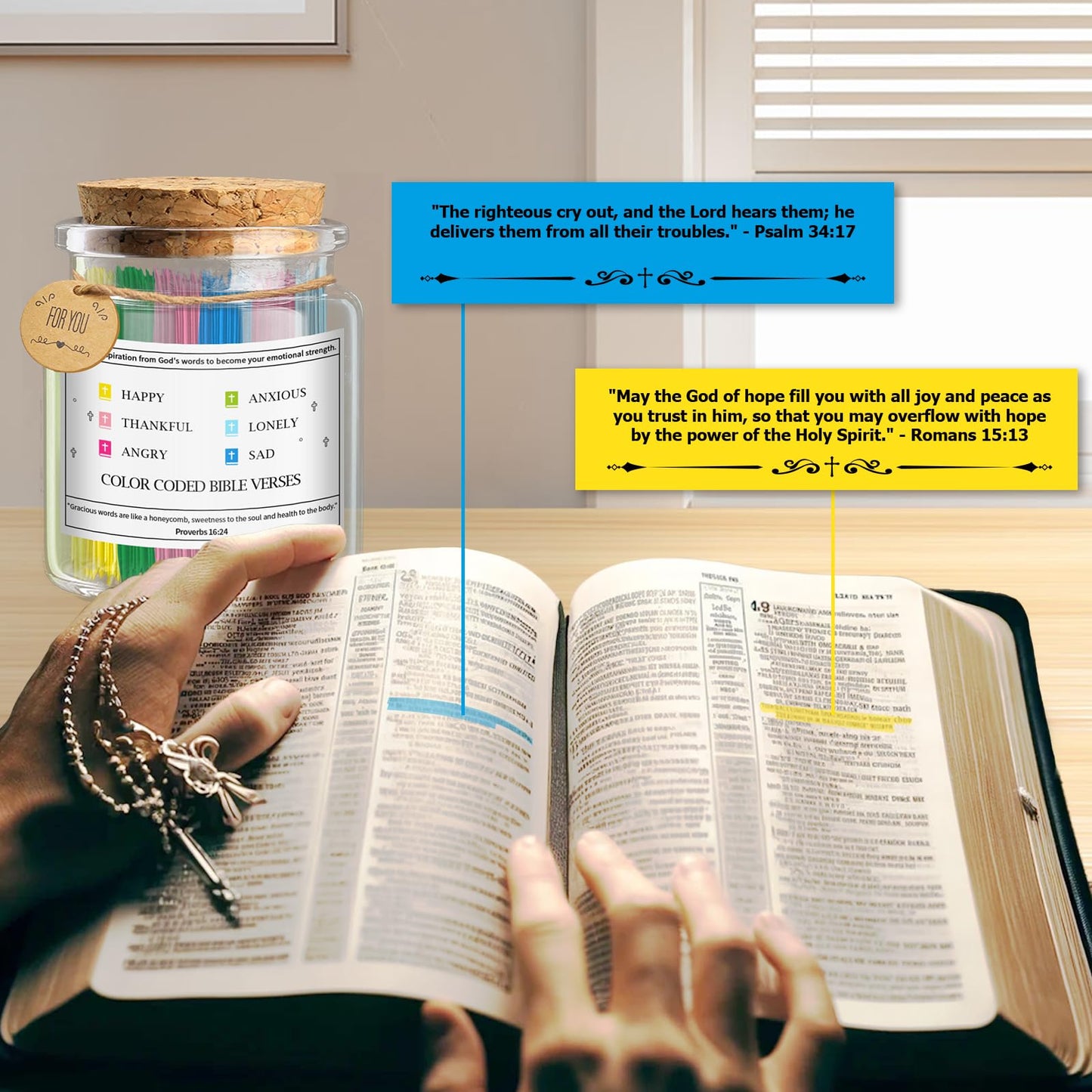 Bible Verse Jar – Handmade Prayer & Hope Scripture Jar for Mom & Dad, Inspirational Christian Gift for Women & Men, Mother’s Day & Father’s Day, Graduation Keepsake, Faith-Inspired Religious Present