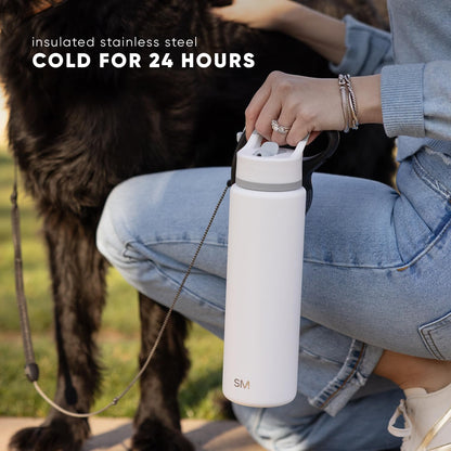 Simple Modern Kids Water Bottle with Straw Lid Vacuum Insulated Stainless Steel Metal Bottles | Reusable Leak Proof BPA-Free Flask for School | Summit Collection | 18oz, Winter White