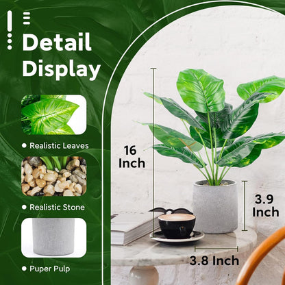 Der Rose 2Pcs Fake Plants Artificial Potted Faux Plants for Home Bathroom Bedroom Living Room Office Desk Decor Indoor