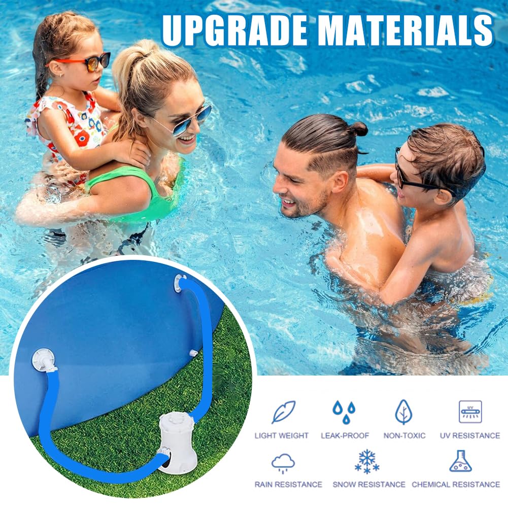 2 pcs Swimming Pool Replacement Hose 59 Inch Long 1.25 Inch Diameter,Compatible with Filter Pump 300GPH, 330 GPH, 530 GPH, and 1,000 GPH (Blue 2Pack)