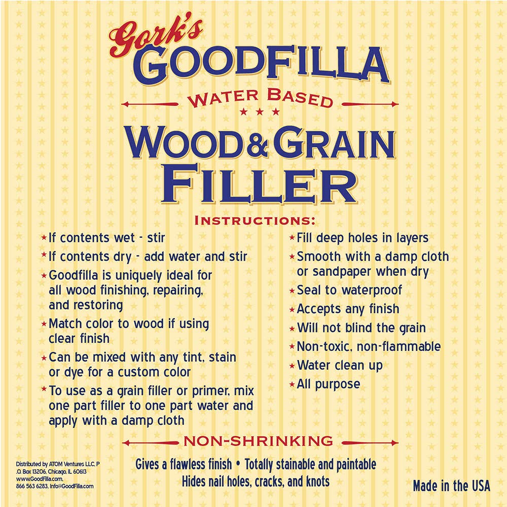 Water-Based Wood & Grain Filler (Trowel Ready) - Red Oak - 1 Quart by Goodfilla | Replace Every Filler & Putty | Repairs, Finishes & Patches | Paintable, Stainable, Sandable & Quick Drying