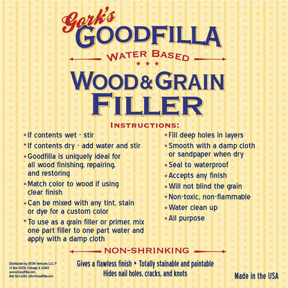 Water-Based Wood & Grain Filler (Trowel Ready) - Red Oak - 1 Quart by Goodfilla | Replace Every Filler & Putty | Repairs, Finishes & Patches | Paintable, Stainable, Sandable & Quick Drying