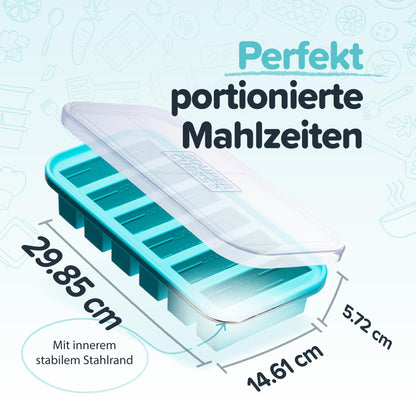 Souper Cubes 500mL/2 Cup Silicone Freezer Tray with Lid, Perfect for Storing Lasagna, Leftovers, Sauces, Portioned Meals and More, Silicone Freezer Mold for Meal Prepping - Aqua - 1-Pack