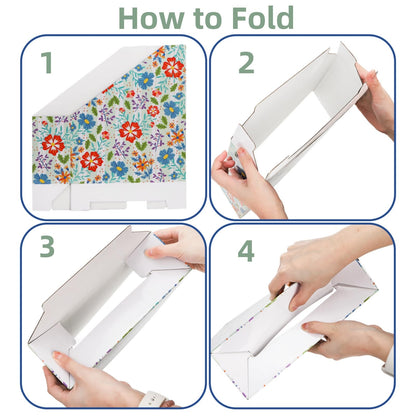 WRINGKIT 20 Pack Cardboard Magazine File Holder, Foldable Magazine Organizer Box, Large Decorative Magazines Storage Bin with Blank Label Sticker for School Office Shelves, File Folders for Documents