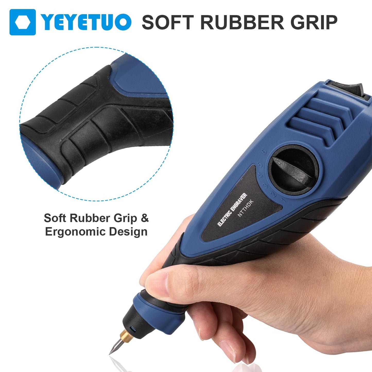 25W Engraving Pen, 6 Speed Power Engraving Tool, Handheld Engraver Pen with Tungsten Carbide Steel Bits for Wood Metal Glass Professional Etching Tool