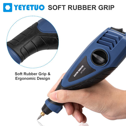 25W Engraving Pen, 6 Speed Power Engraving Tool, Handheld Engraver Pen with Tungsten Carbide Steel Bits for Wood Metal Glass Professional Etching Tool