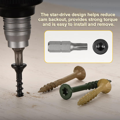 DTGN #9x2-1/2 Deck Screws - 150Pack - Good for Decks, Fences, Frames, Farms, Outdoor Furniture - Carbon Steel Wood Screws Decking Screws Epoxy Coated W/ T25 Torx Star Drive Bit - Black