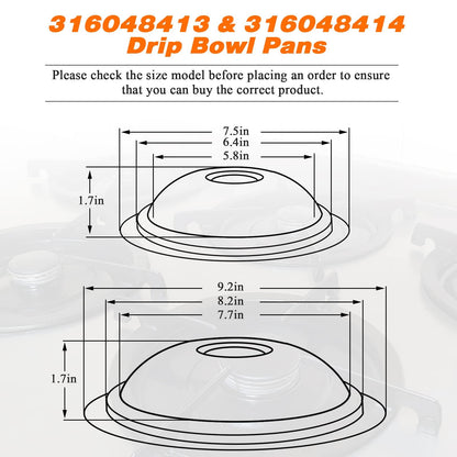 316048413 and 316048414 Chrome Stove Burner Drip Pans Replacement Compatible with Frigidaire Whirlpool Electric Range Include 2 x 6 in, 2 x 8 in