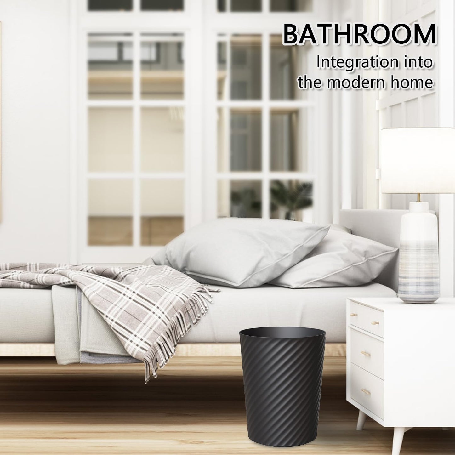 Bathroom Garbage Can 3 Pack 6.8L/1.8 Gallon Small Garbage Can, Round Plastic Trash Can, Slim Waste Basket for Bedroom, Bathroom, Kitchen, Living Room, Office, Car, RV, Fits Under Sink