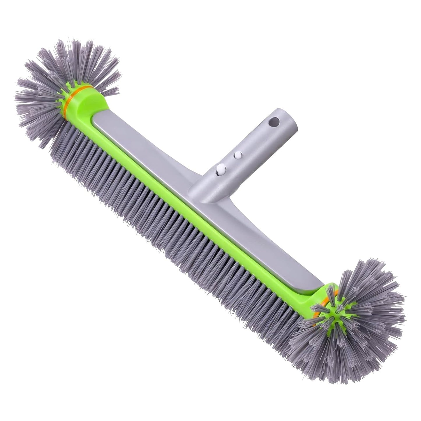 Pool Brush with Round-End Brush Head, 7 Rows 17.5-inch Pool Brush Head for Inground Pool/Above Ground Pool(Green)