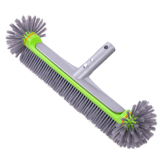 Pool Brush with Round-End Brush Head, 7 Rows 17.5-inch Pool Brush Head for Inground Pool/Above Ground Pool(Green)