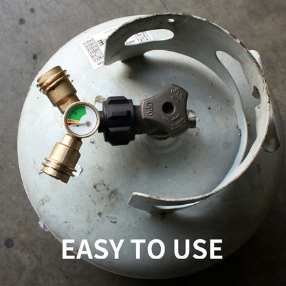 Roastove Dual Propane Tank Connection,Propane Tank Y Splitter Adapter with Gauge, Level Indicator, Gas Pressure Meter for 5-40lb Propane Tank, Work with RV Camper, Cylinder,BBQ Grills, Camping Stoves