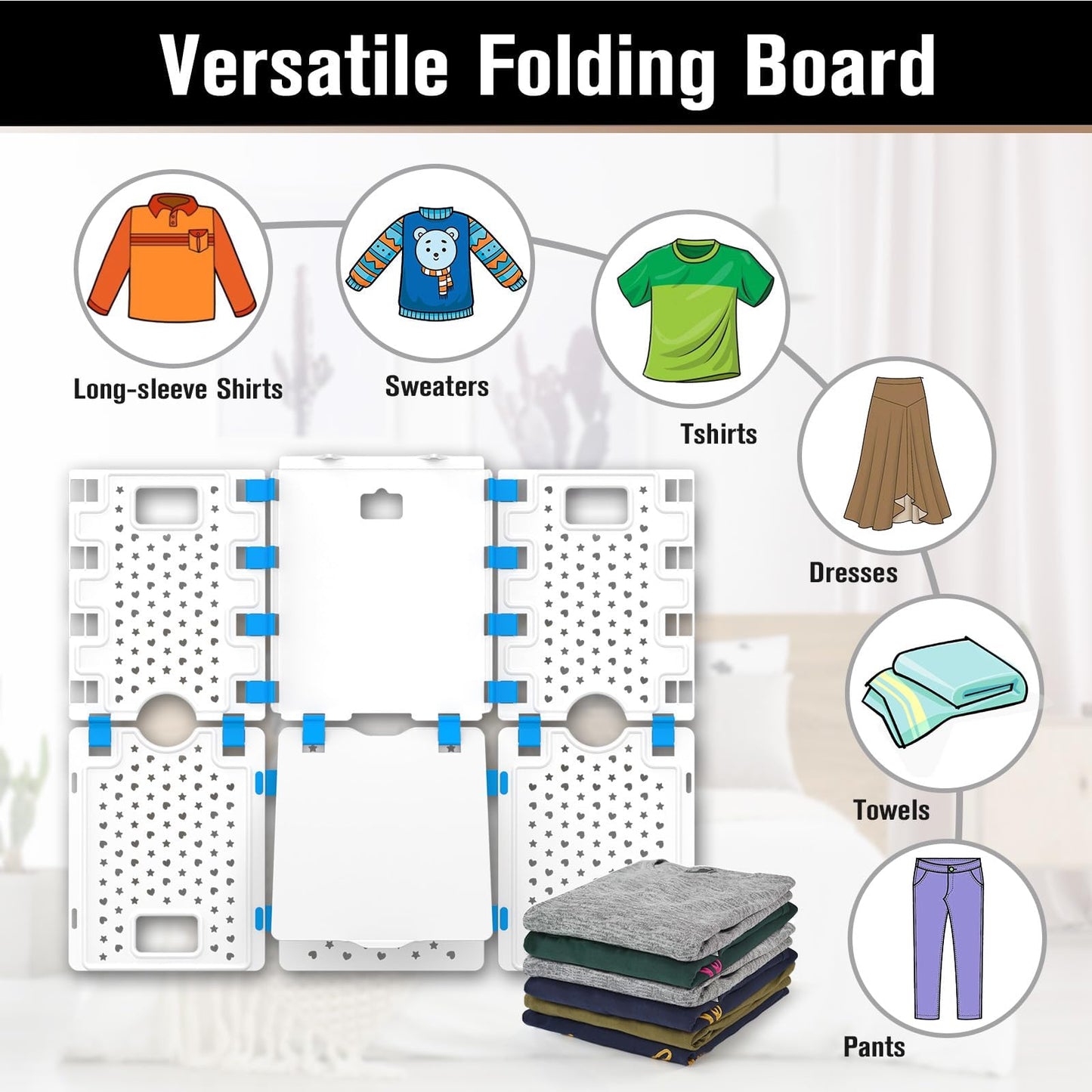 BoxLegend V4 Shirt Folding Board t Shirts Clothes Folder Durable Plastic Laundry folders Folding Boards for Adults and children, White