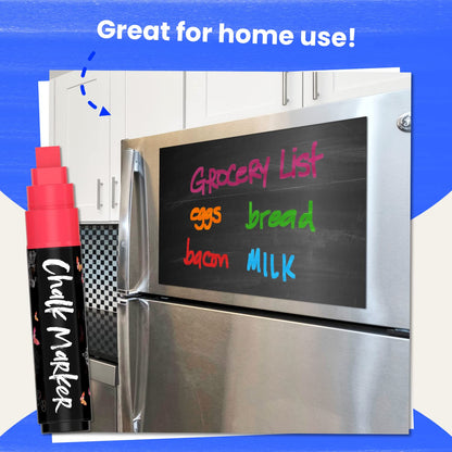 Chalkola Neon Car Window Markers - 10 Chalk Pens (with Gold, Silver) - 3 in 1 Nib, 10mm Jumbo Tip - Washable Liquid Chalk Markers For Blackboard, Chalkboard, Glass, Cars - Erasable Wet Erase Markers