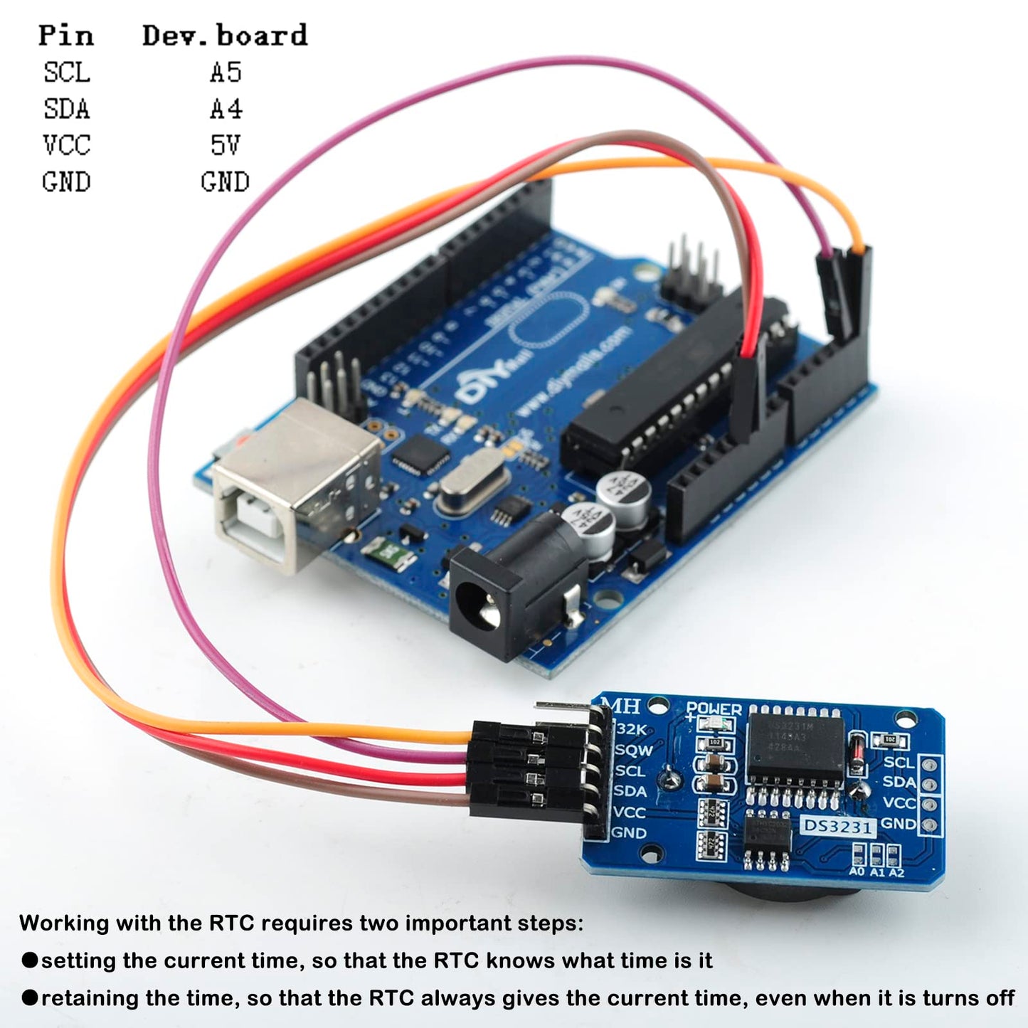 Wishiot DS3231 Real Time Clock Module High Precision AT24C32 IIC RTC Sensor Without Batteries for Arduino Nano Mega2560 Leonardo Raspberry Pi (Pack of 5)