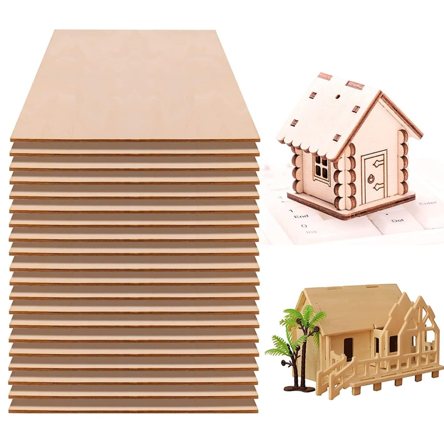 20 Pieces Basswood Sheets Thin Unfinished Plywood Wood Sheets for Craft DIY Project 1/16 ×8×12 Inch