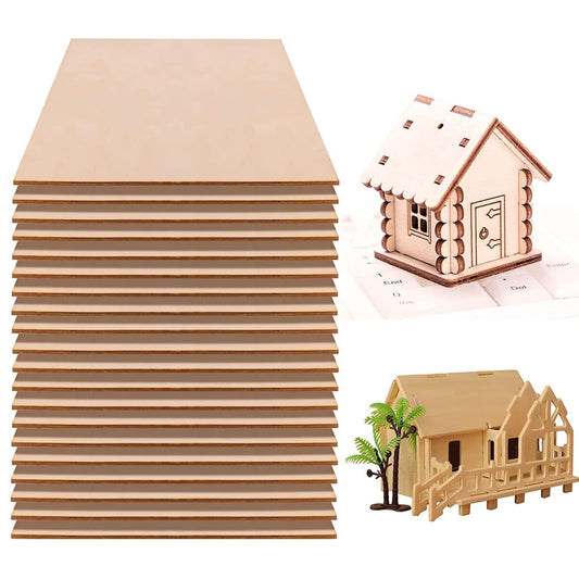 20 Pieces Basswood Sheets Thin Unfinished Plywood Wood Sheets for Craft DIY Project 1/16 ×8×12 Inch