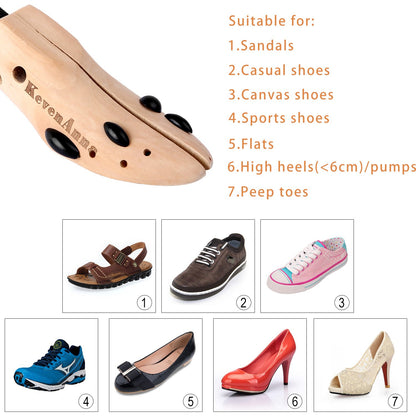 KevenAnna Pair of Premium Professional 2-way Wooden Shoe Trees, Wooden Shoe Stretcher for Men or Women (Large)