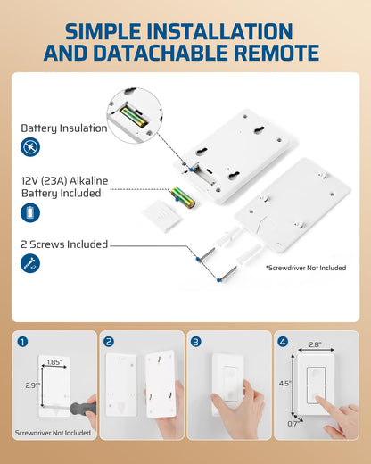 DEWENWILS Wireless Remote Wall Switch and Outlet, No Wiring Plug in On Off Power Switch, Expandable Remote Control Outlet Light Switch, 100Ft RF Range (2 Switches and 1 Receiver)