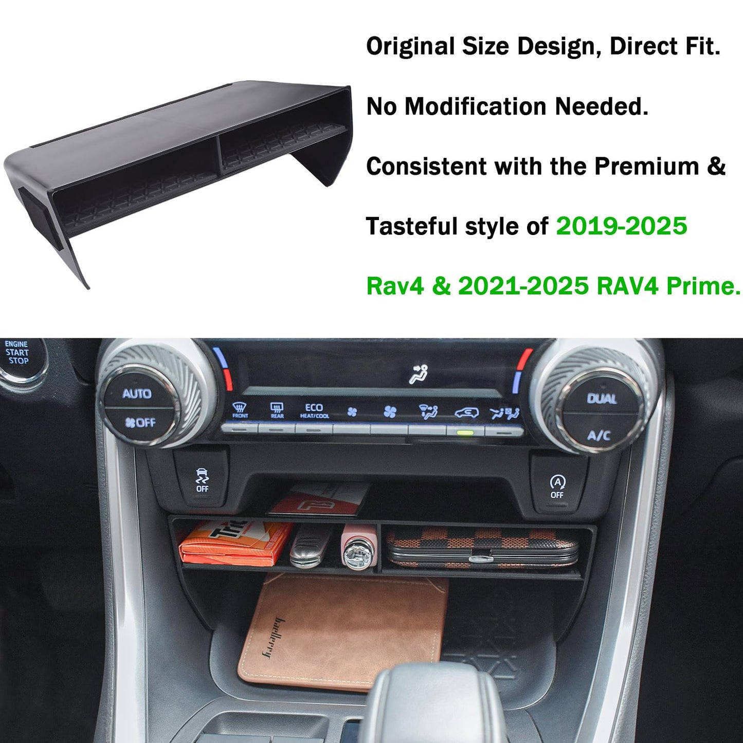 TACOBRO 2PCS Center Console Organizer Tray Compatible with Toyota RAV4 2025 2024 2023 2022 2021 2020 2019 and 2021-2024 2025 RAV-4 Prime Accessories,Gear Shift Storage Tray Secondary Box