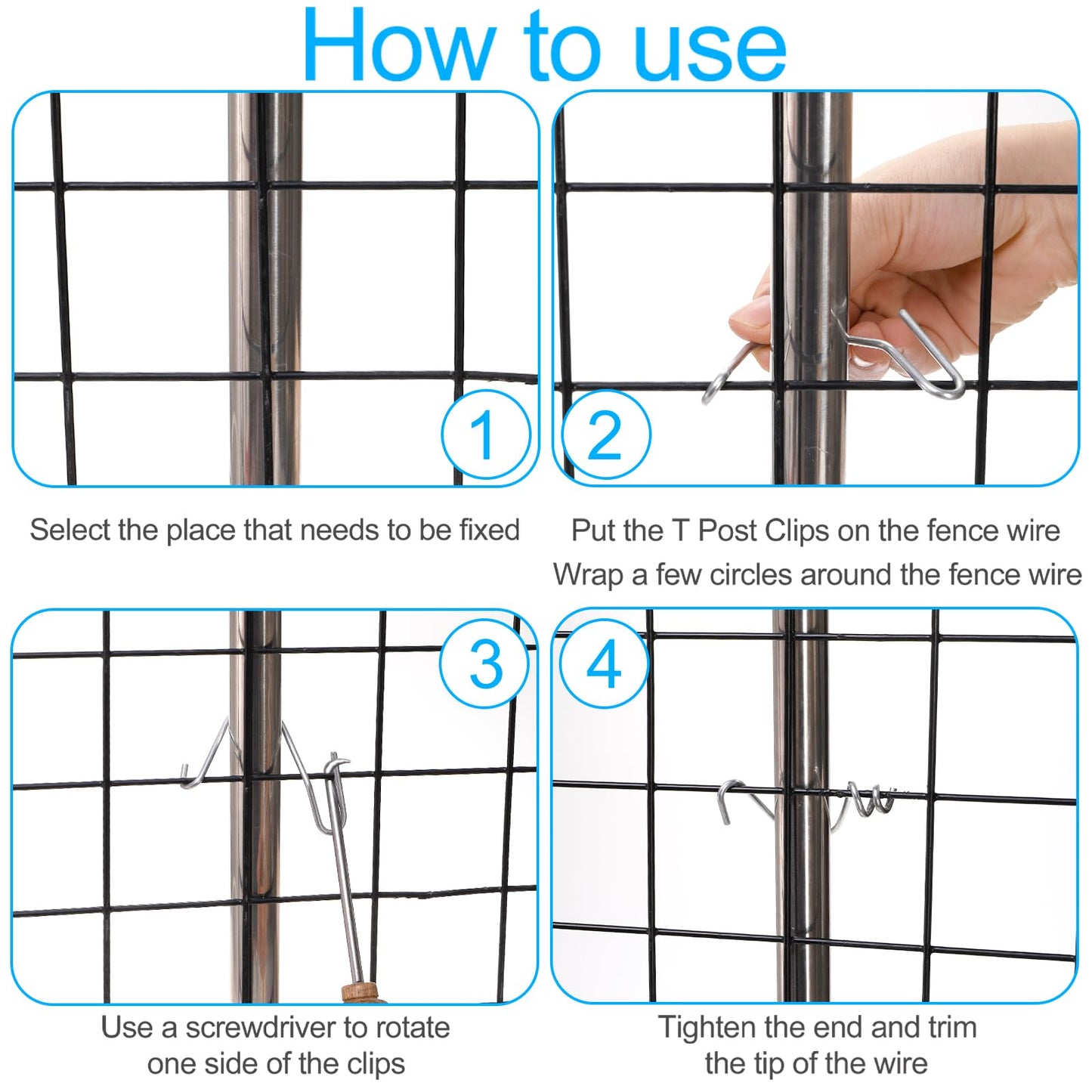 ZENFUN 250 Pcs T Post Clips, Galvanized Steel Fence Clips Bulk Rust Resistant T Post Wire Clips Fence Wire Fasteners for Securing Wire Park Fence, Fixing Highway Sport Fences