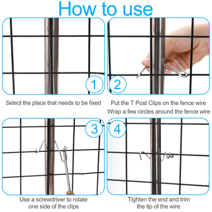 ZENFUN 250 Pcs T Post Clips, Galvanized Steel Fence Clips Bulk Rust Resistant T Post Wire Clips Fence Wire Fasteners for Securing Wire Park Fence, Fixing Highway Sport Fences