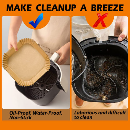 Air Fryer Liners, Airfryer Liners Disposable Square 9 Inch for 5-8QT Basket, Parchment Paper for Air Fryer Non-Stick Air Fryer Paper, Food Grade Air Fryer Parchment Paper Liners for Roasting Microwave