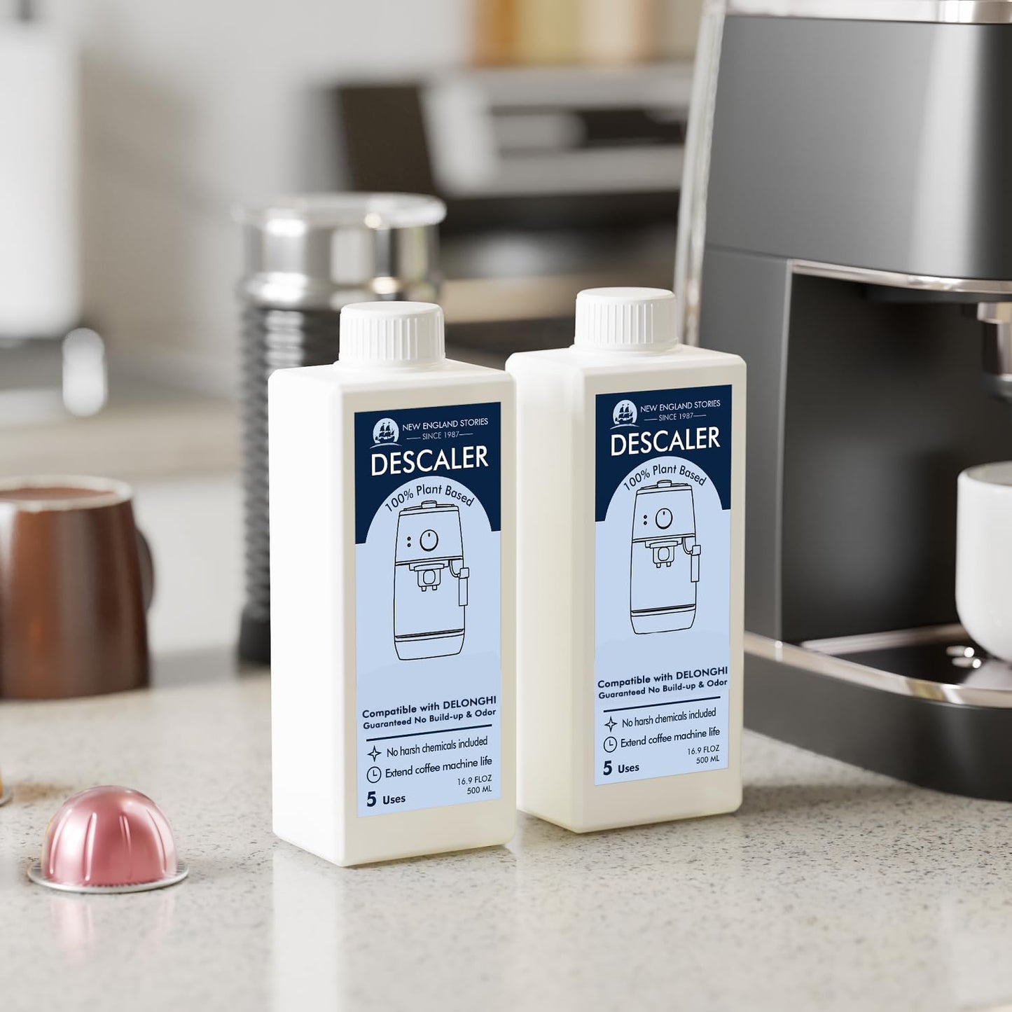 10 Uses Descaling Solution Compatible with DeLonghi, Specially Designed for Delonghi Coffee Machines and Maker - 33.8oz Espresso Coffee Maker Cleaner, Coffee Pot Cleaning Limescale Remover