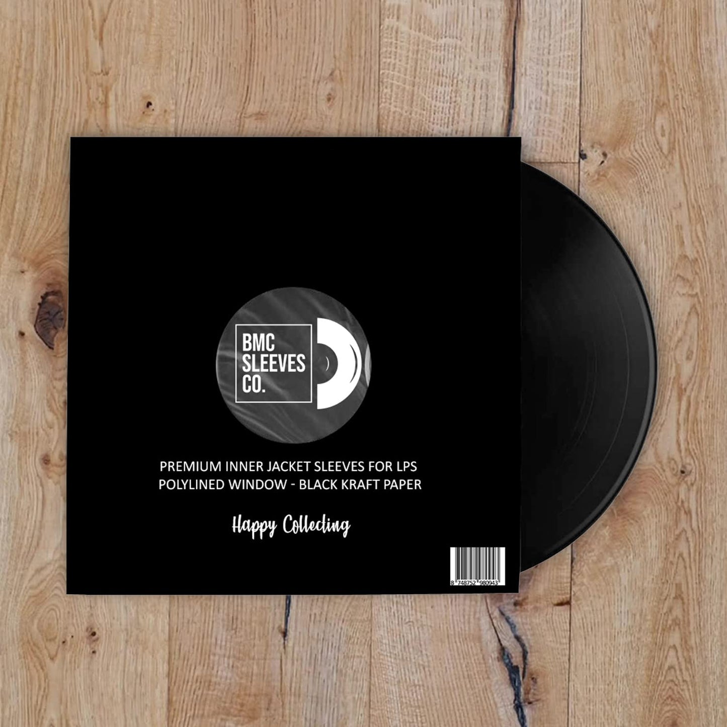 BMC 20 Vinyl Record Inner Sleeves for 12 Inch LP | Black Kraft Paper Sleeves for 33 RPM Premium Storage | Easy Viewing Polylined Protection Covers | Ideal for Single, Double, and Gatefold Collection