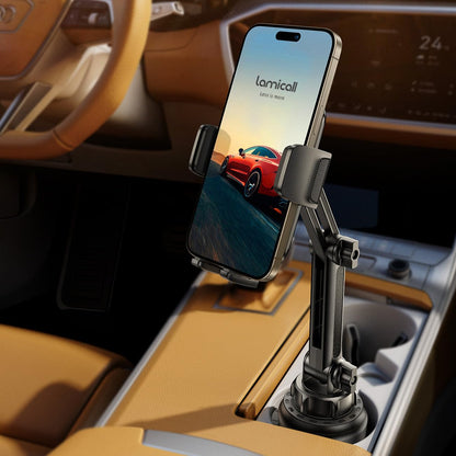 Cup Holder Phone Mount for Car - Lamicall Longer Neck Cup Phone Holder with Universal Adjustable Base, [Thick Case Friendly] Cupholder Cell Phone Car Mount Mom Gift for Truck Golf Cart for All 4"-7"