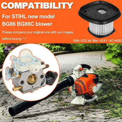 ZAMDOE BG86 Carburetor for stihl BG86C Leaf Blower Engine, 4241 120 0623, 4241 120 0616, with HD2 Air Filter+Spark Plug+Fuel Line+Fuel Filter