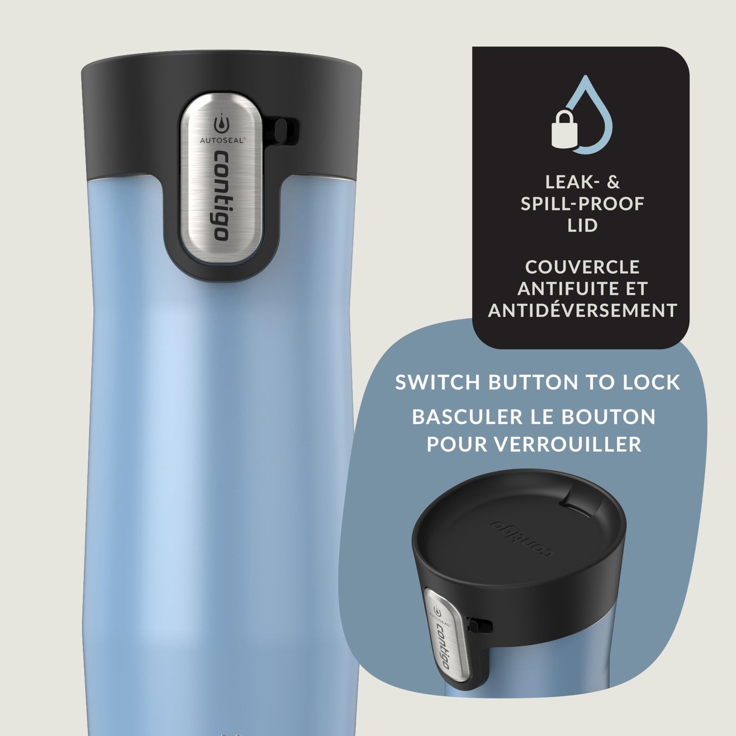 Contigo West Loop 3.0 Stainless Steel Travel Mug with Tea-Bag Hook & Spill-Proof Lid, Vacuum-Insulated Reusable Cup Coffee and Tea, 16 oz (473 mL), Glacier - Keeps Drinks Hot up to 11 Hours