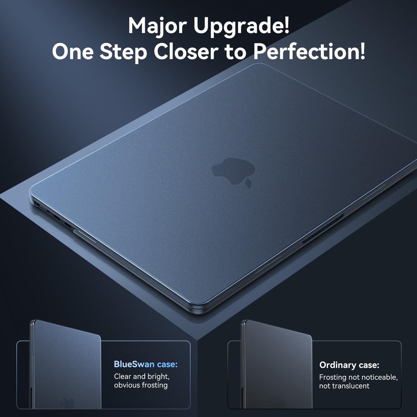 BlueSwan for MacBook Air 13 inch Case, M4 M3 M2 2026-2022 A3240 A3113 A2681, 100% Match Official Color, Anti Scratch, Easy to Snap on, Air 13.6'' Hard Shell Protective Laptop Cover, Midnight Clear