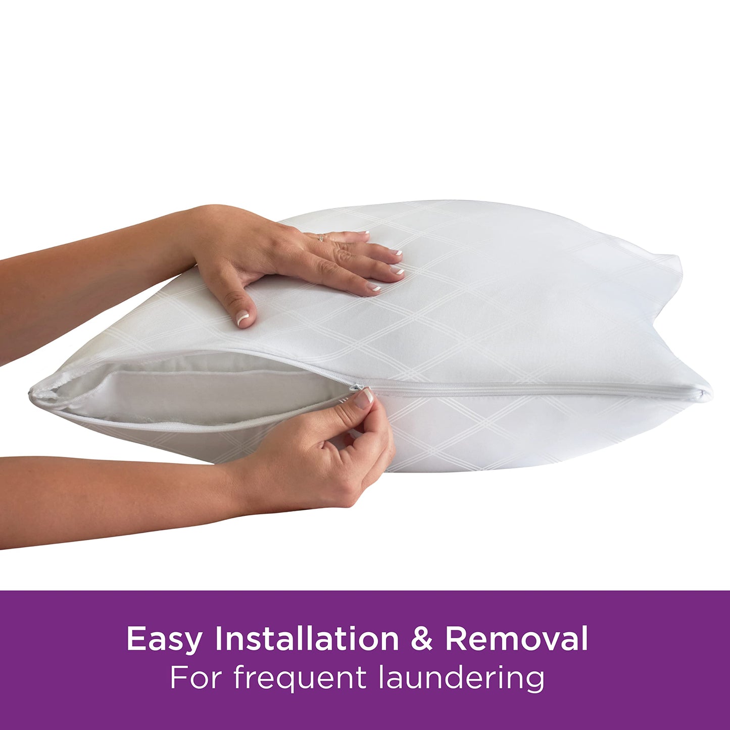 Set of 2 Standard/Queen AllerEase Pillow Protectors - Temperature Balancing, Allergist Recommended - Premium Breathable, Zippered Protectors