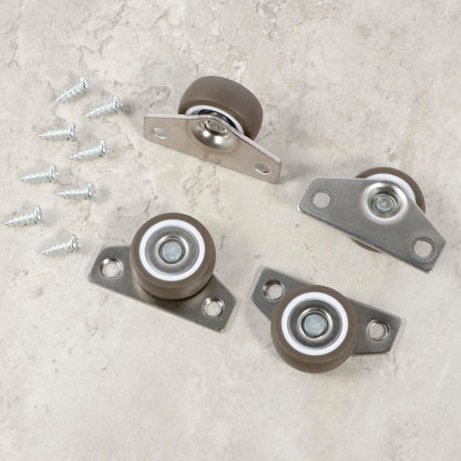 12 Pcs Side Mount Casters Wheels 1.25 Inch Non Swivel Caster Wheels No Noise Side Mounted Casters with 24 Screws for Furniture Cabinet Tables