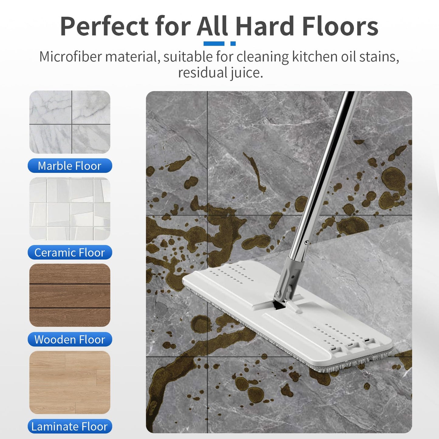 10Pcs Joymoop Mop Replacement Pads, 13 * 4.9'' Universal Mop Pads Mop Head Refills Washable Wet Mop, Compatible with Most 11-13” Size Mops