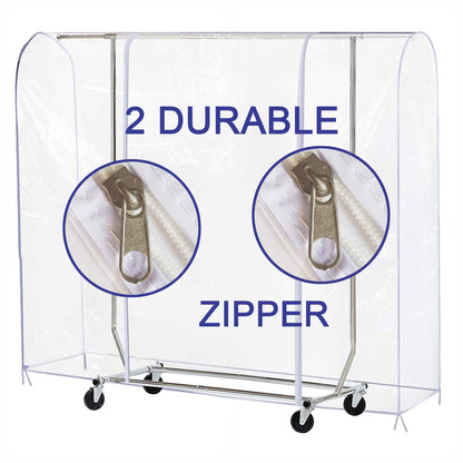 Ruibo Clear Garment Rack Cover Dustproof Clothes Rack Cover with 2 Durable Zipper/Clothing Waterproof Protector (L:71x20x60 inch)