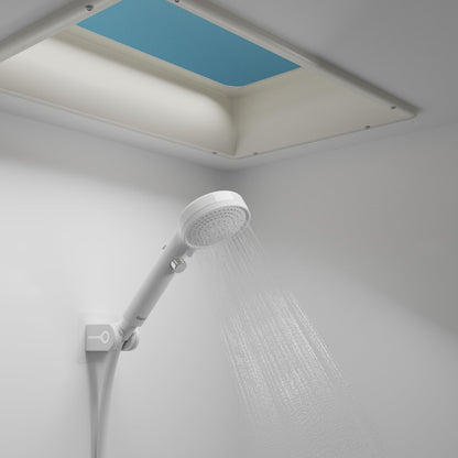 RV Shower Head with Hose and On/Off Button, High Pressure 5 Mode Shower Head Replacement, Easy Install, White –Upgrade for RV, Camper, Van, Travel Trailer, Motorhome, Boat and Tiny Home
