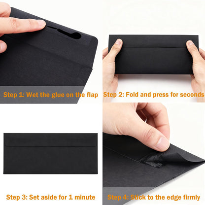 100 Pack Thickened #10 Business Envelopes,4-1/8 x 9-1/2 inches Invitation Envelopes,Perfect for Home Office & Business Mails (Black)