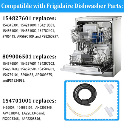 154827601 Dishwasher Door Seal, 809006501 Lower Seal and 154701001 Splash Shield Kit - Dishwasher Bottom Door Gasket Kit Compatible with Frigidaire Kenmore