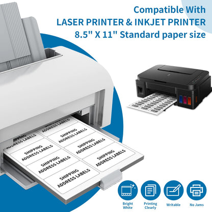 BESTIKER 2” x 4” Shipping Labels 2000 Address Labels Printable, White Sticker Label Sheets for Laser Inkjet Printers (10 Labels/Sheet, 200 Sheets)