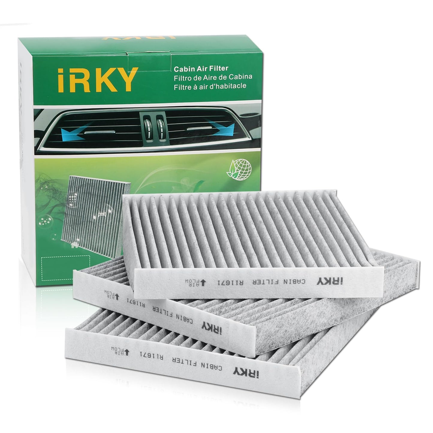 CF11671 Cabin Air Filter Replacement CP671 Compatible with RAM 1500/2500/3500 2016-2024,1500 CLASSIC/4500/5500 2016-2023;Jeep Wagoneer 2022-2023;Mazda CX-7 2007-2012 includes Activated Carbon 3 Packs