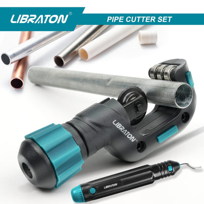 Libraton Pipe Cutter, Tubing Cutter, Copper Pipe Cutter, 5/32” to 1-1/4” Outer Diameter, Tube Cutter with Deburring Tool, Copper Cutter, Pipe Cutter Tool for Copper, and Thin Stainless Steel Tube
