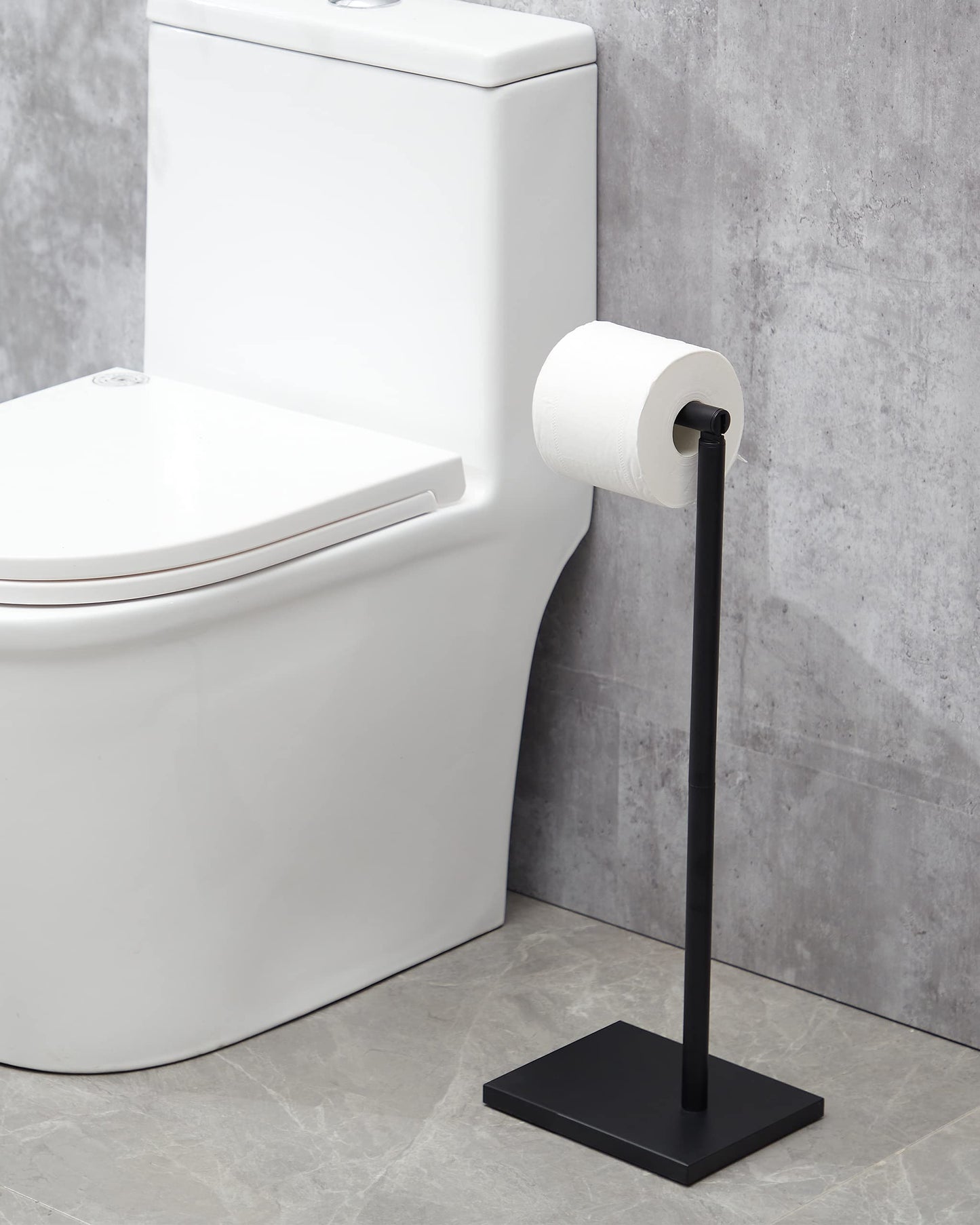 DECLUTTR Black Toilet Paper Holder, Bathroom Toilet Paper Roll Holder Stand with Reserve, Toilet Paper Holder Free Standing with Storage