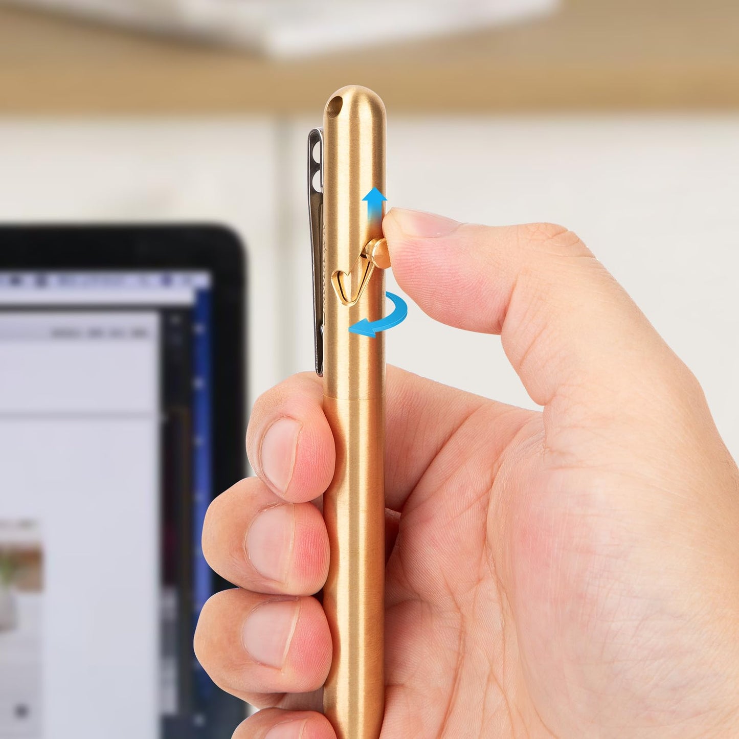 SMOOTHERPRO Solid Brass Bolt Action Pen Compatible Parker Refill with Pocket Stainless Steel Clip for Tremor Parkinson Arthritic GIft Business Collection (SP02N)