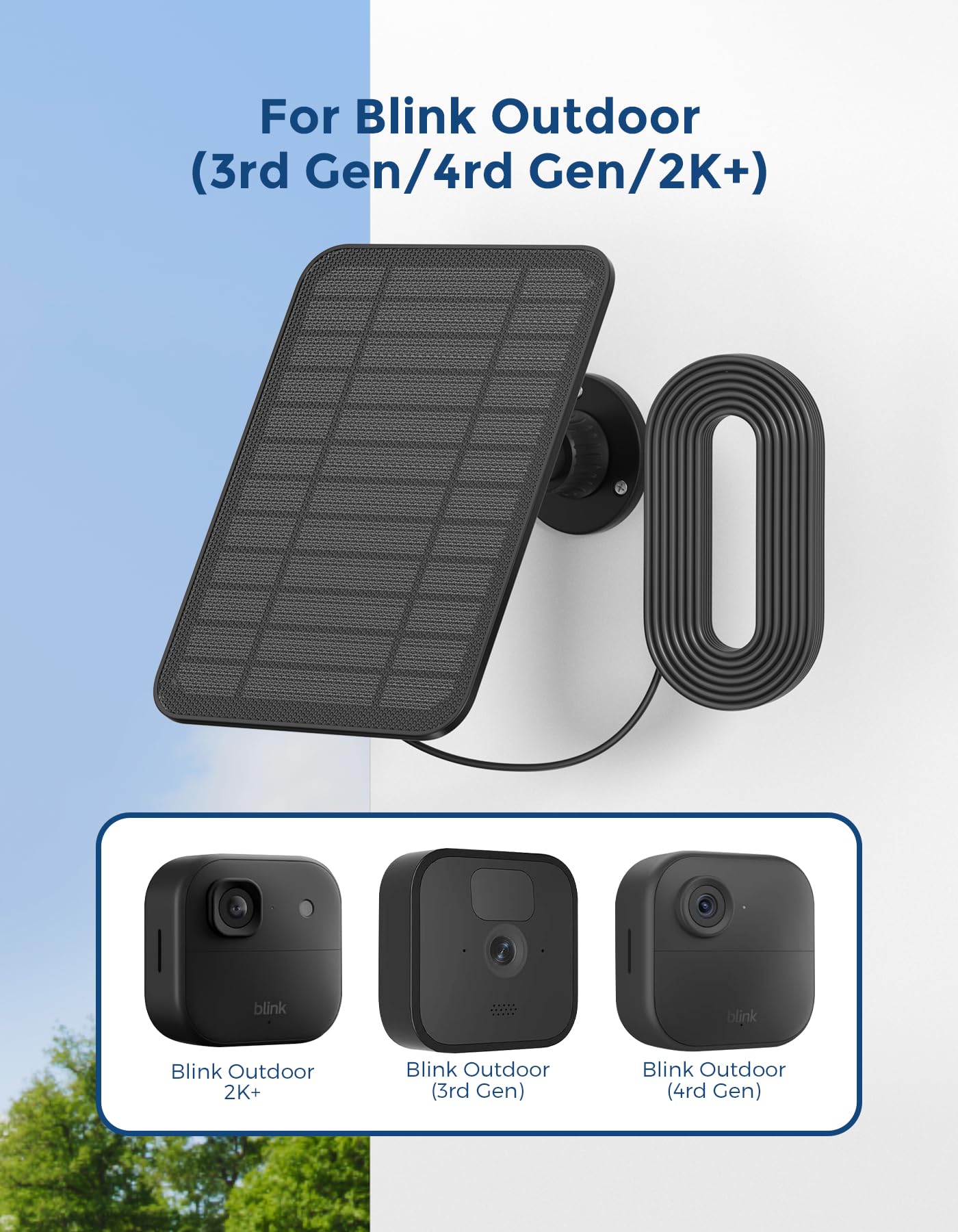 Solar Panel for Blink Outdoor 4Outdoor(3rd Gen) Outdoor 2K+Blink XT2XT3XT Camera,Built-in 5000mAh Battery,IP67 Waterproof,360° Adjustable Mount