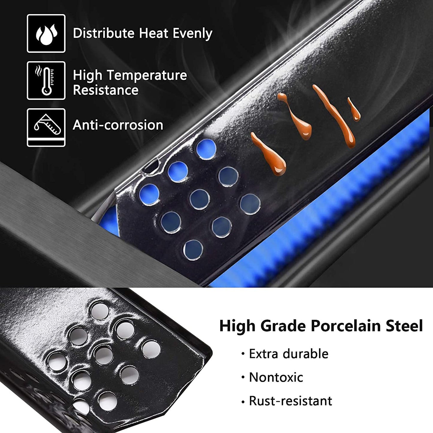 Criditpid Barbecue Heat Shield Replacement for Nexgrill 720-0882A 720-0896 720-0830H 720-0783E, Grillmaster 720-0697 720-0737, Members Mark 720-0830F, Porcelain Steel Burner Cover.(5 Pack)