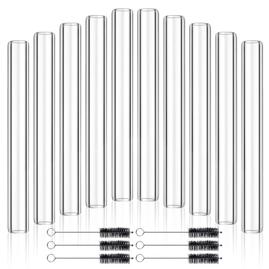 Worldity 30 Pcs 6 Inches Long Glass Blowing Tubes with 6 Cleaning Brush, Industrial Glass Tubes for Glass Blowing, 12mm OD 8mm ID 2mm Thick Wall Glass Pipe, Clear Glass Tubes for Art DIY